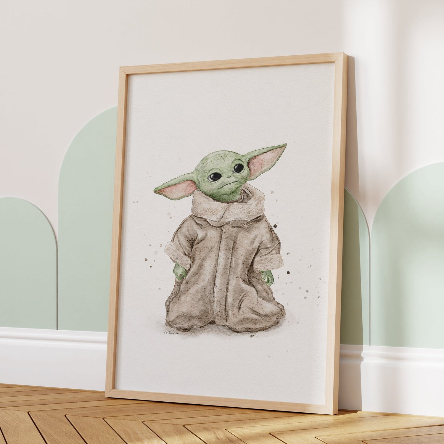 Baby Grogu Watercolour Print 💚