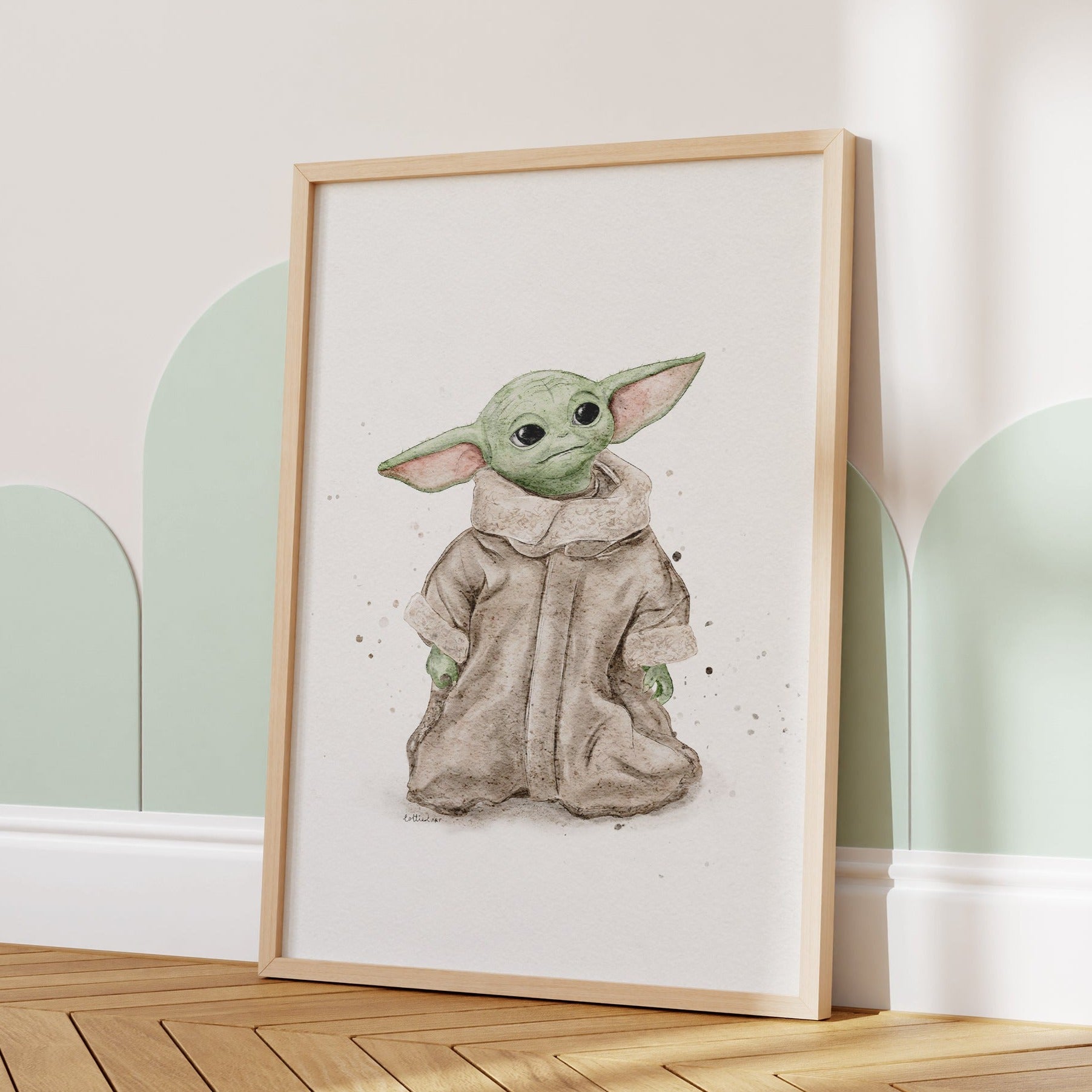 Baby Grogu Watercolour Print 💚