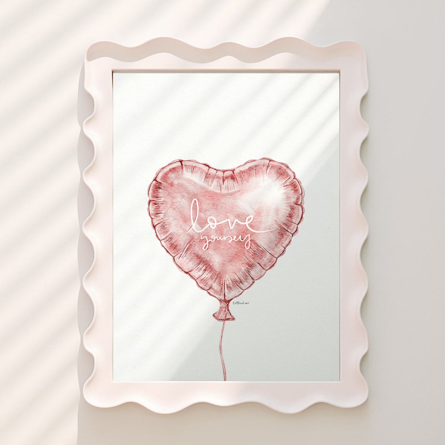 Love Yourself Heart Balloon Watercolour Print 💗