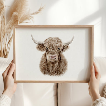 Highland Cow Watercolour Print 🤎