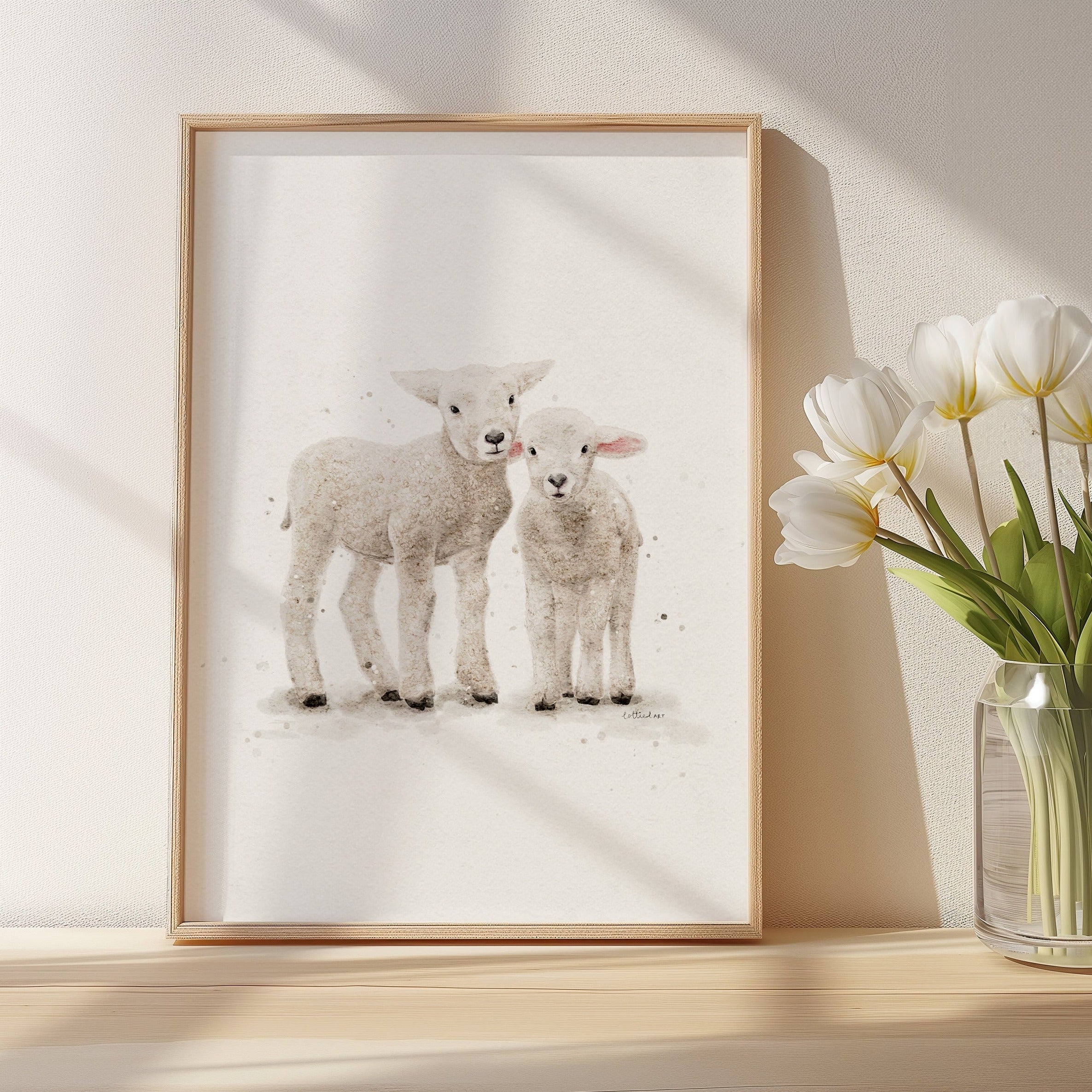 Lovely Little Lambs Watercolour Print 🐑