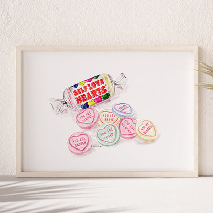 Self Love Hearts Watercolour Print 🍬