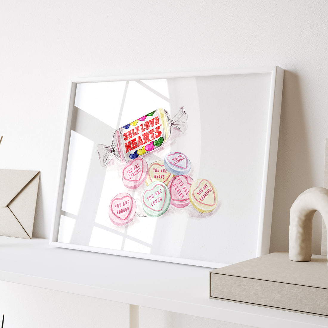 Self Love Hearts Watercolour Print 🍬