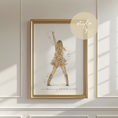 Fearless Taylor Eras Tour Inspired Watercolour Print 💫