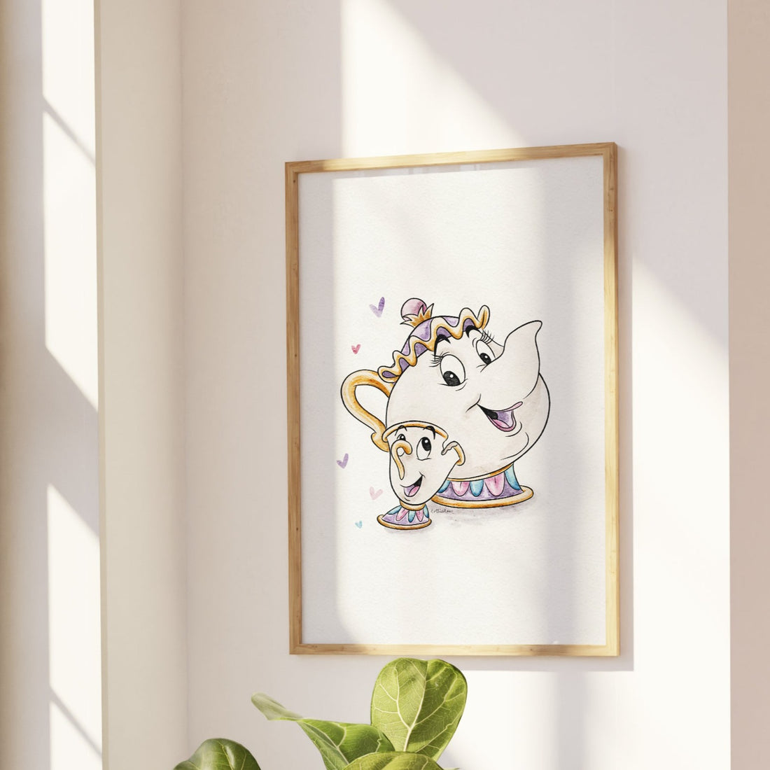 Mrs Potts &amp; Chip Inspired Watercolour Print 🫖