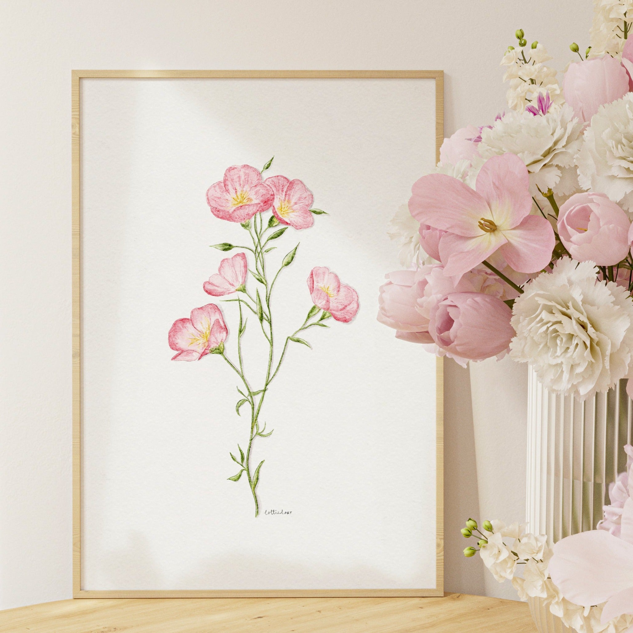 Pretty in Pink Primrose Watercolour Print 🌸