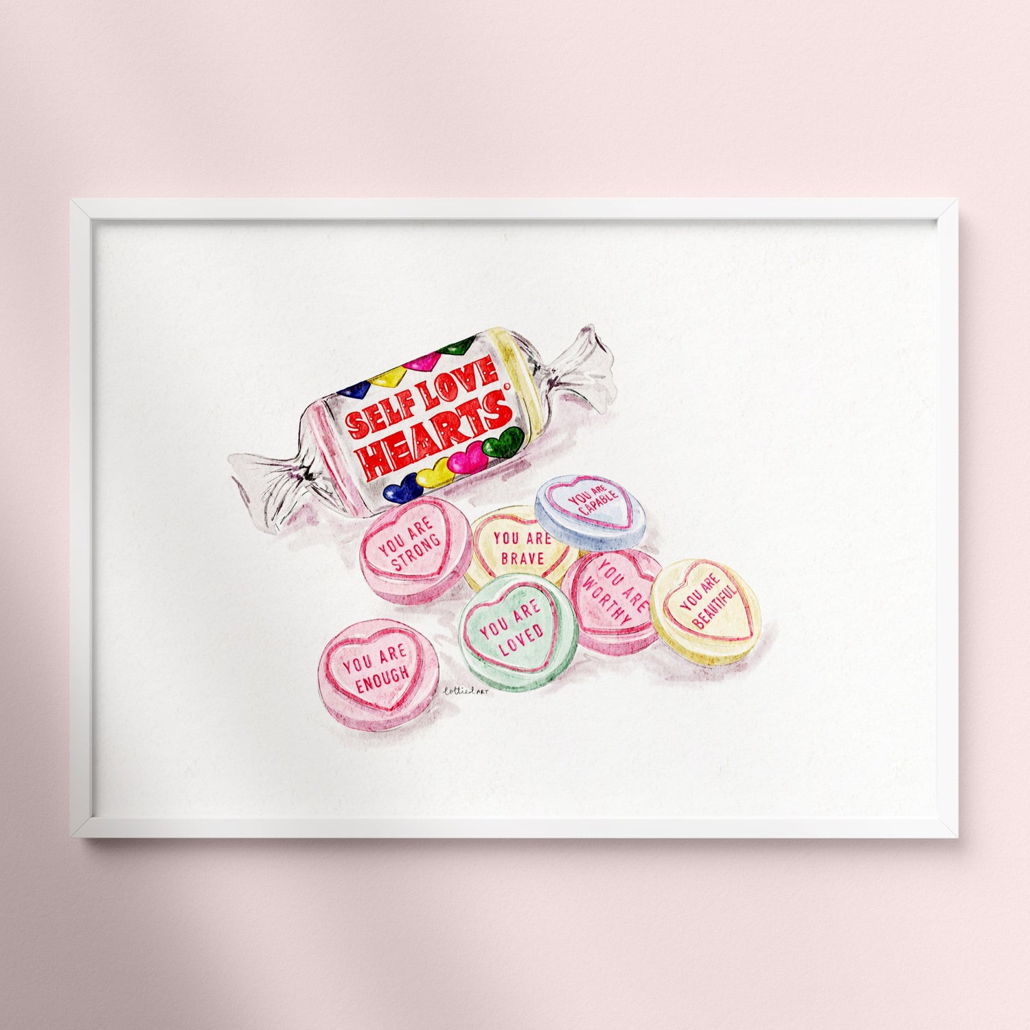 Self Love Hearts Watercolour Print 🍬