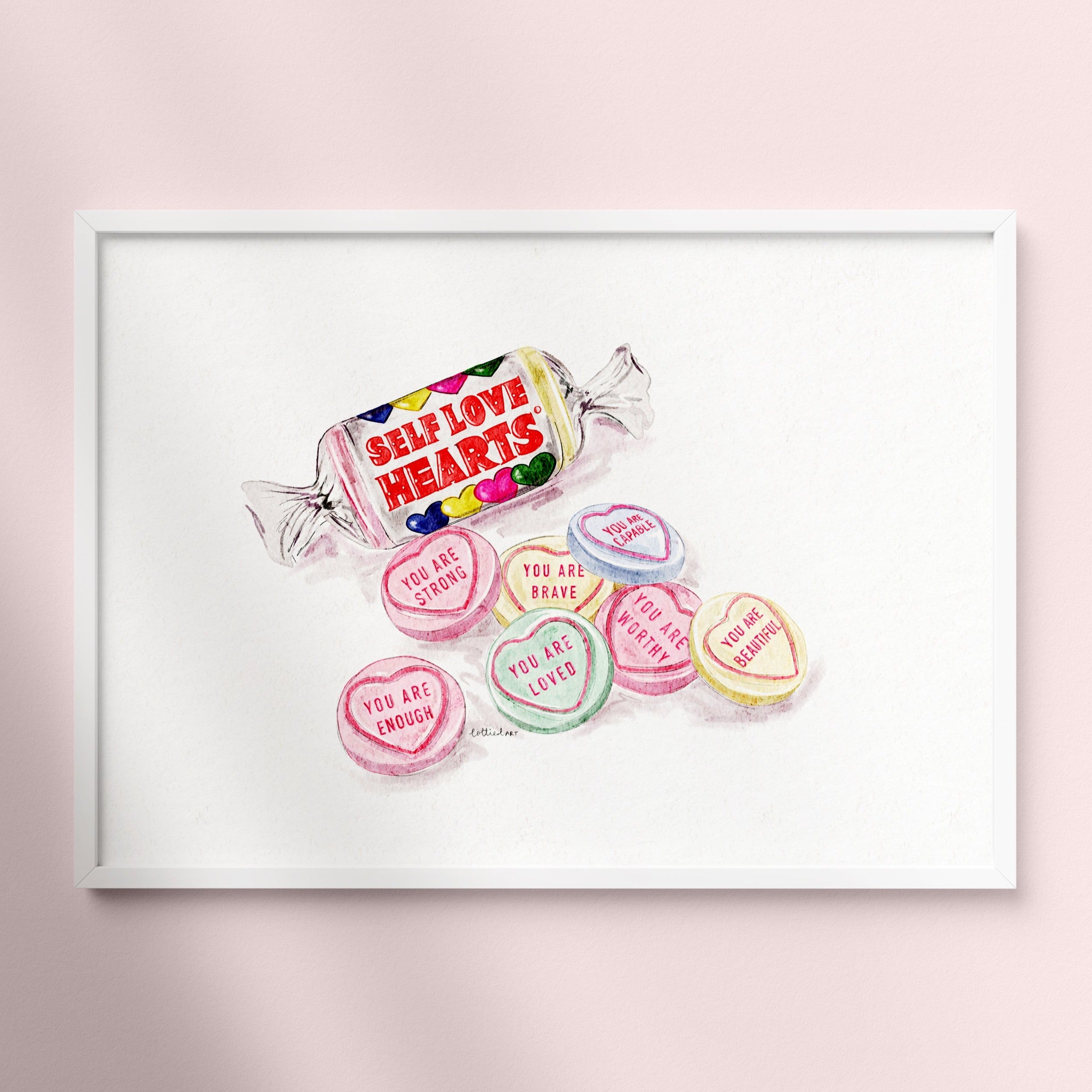 Self Love Hearts Watercolour Print 🍬