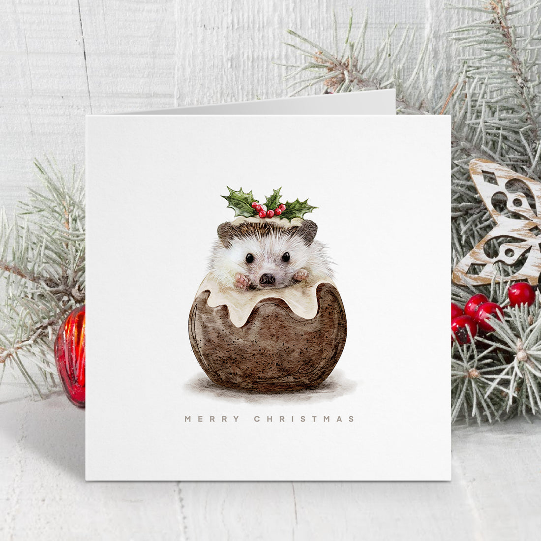 The Sweet Hedgehog Pudding - Christmas Card