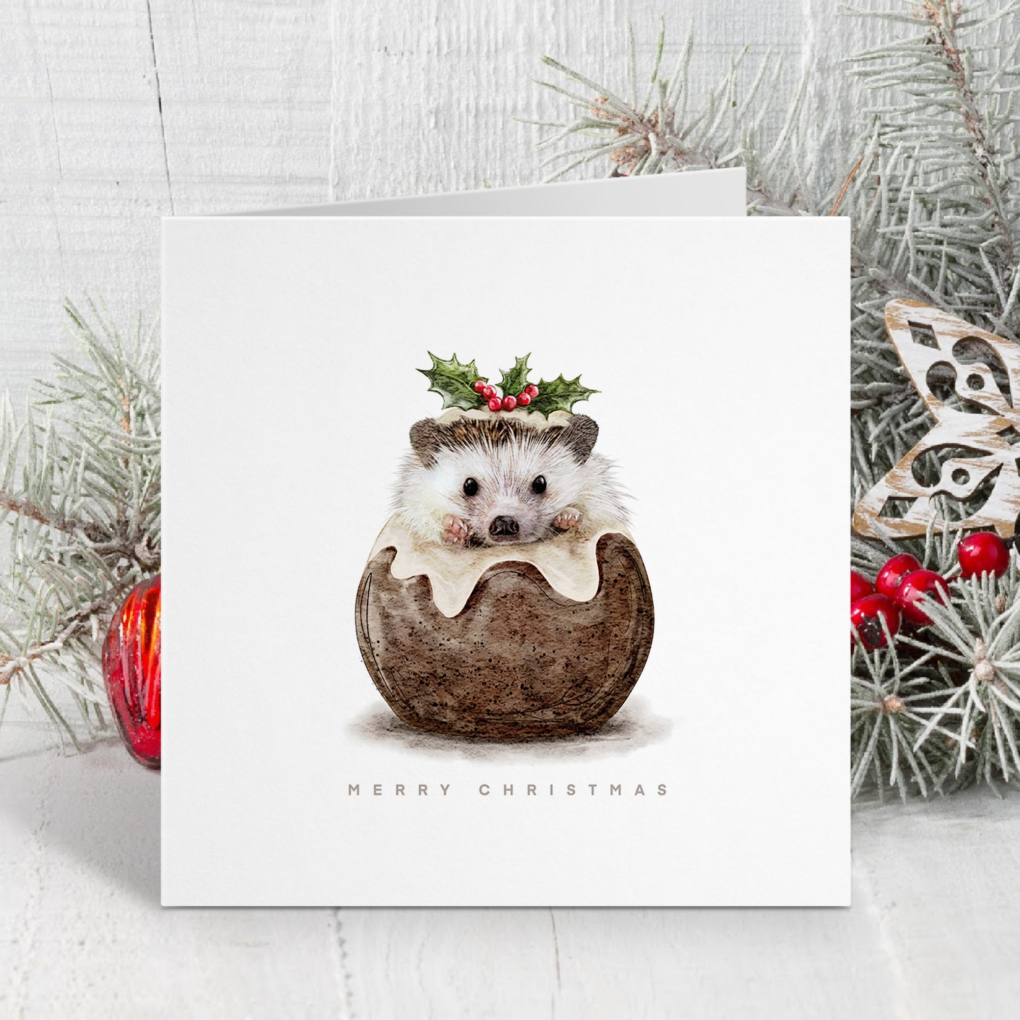 The Sweet Hedgehog Pudding - Christmas Card