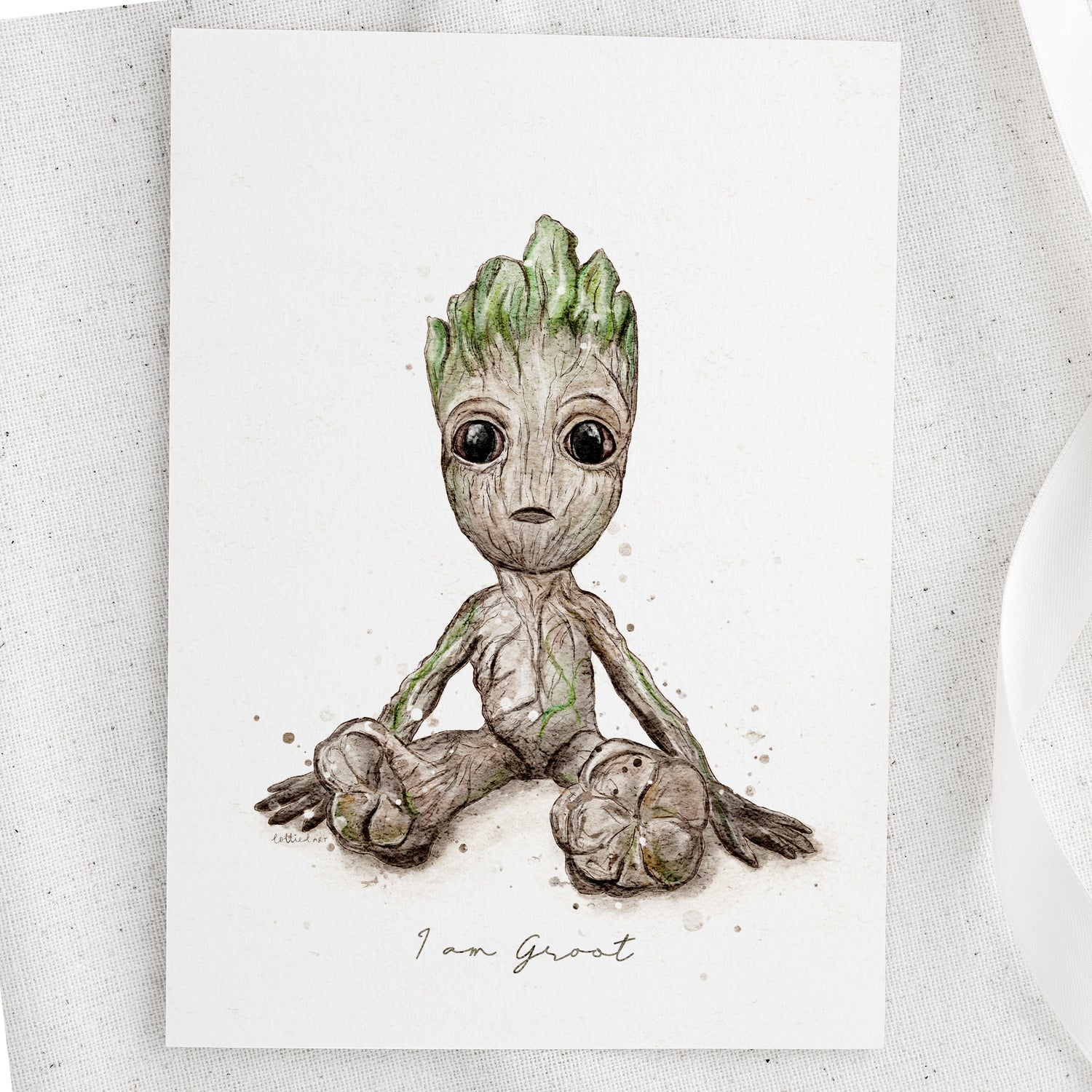 Baby Groot Inspired Watercolour Print 🌱