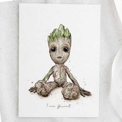 Baby Groot Inspired Watercolour Print 🌱
