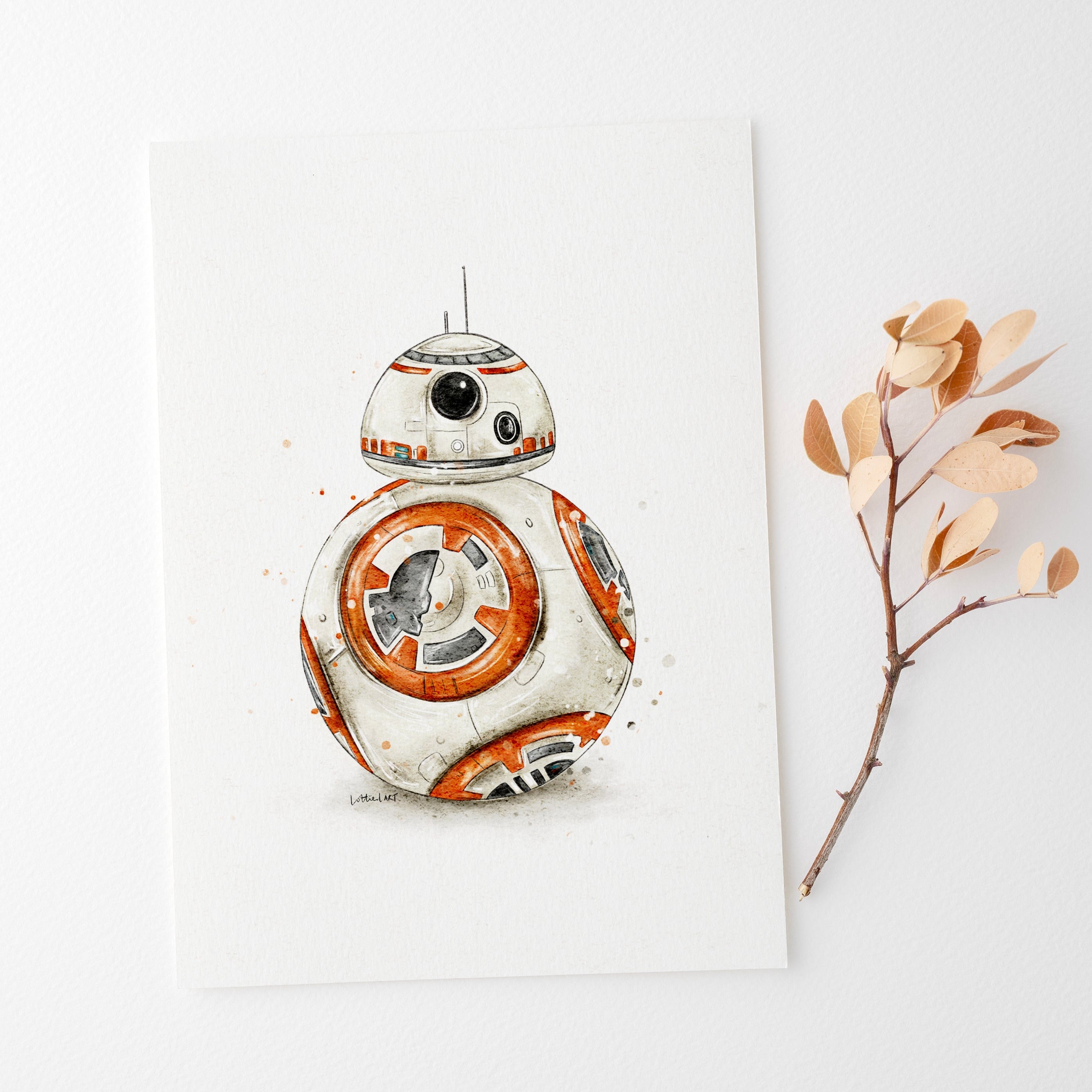 BB-8 Inspired Watercolour Print 🧡