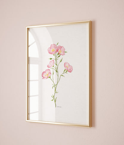 Pretty in Pink Primrose Watercolour Print 🌸