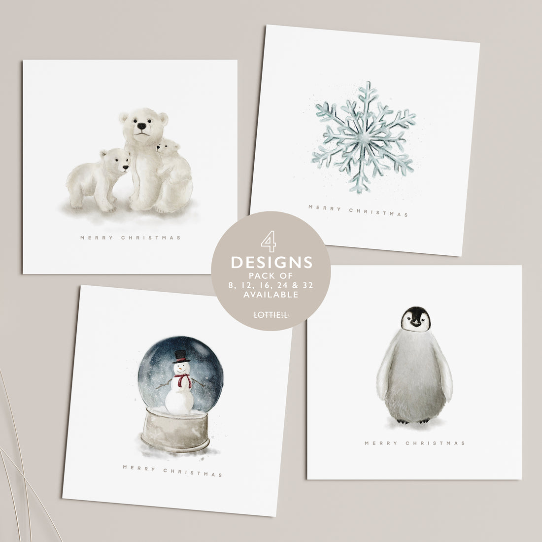 Festive Season  - Christmas Card Set - Pack of 8, 12, 16, 24 or 32